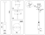Светильник подвесной LH56122 BS/FR латунь/белый матовый E14 max 40W D65*1500
