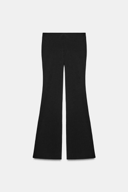 ZARA РАСКЛЕШЕННЫЕ БРЮКИ СТРЕТЧ В ГОРОШЕК, ЧЕРНЫЙ