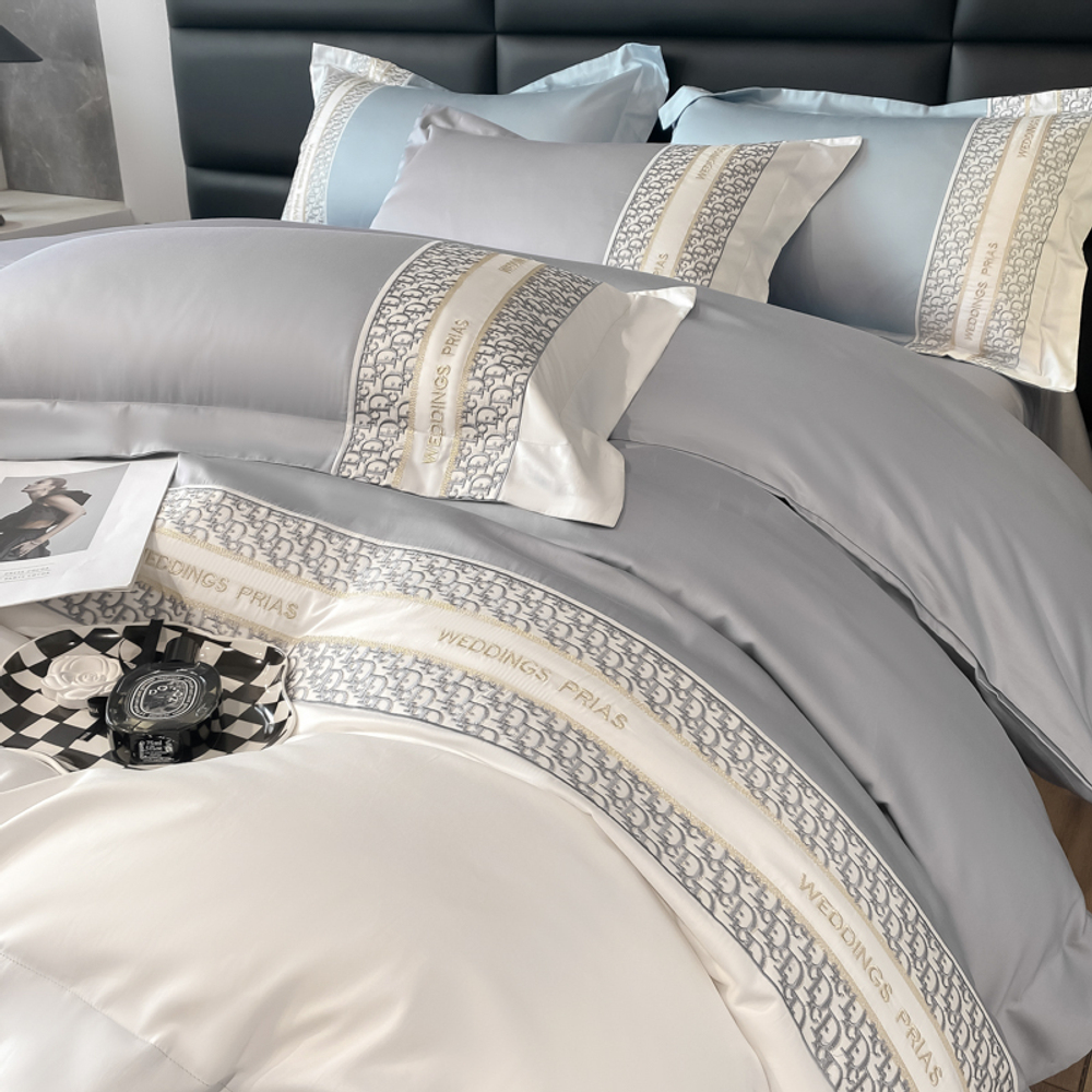 ZEPHYR HOME Постельное белье на двуспалку Египетский хлопок 100s Dior голубой