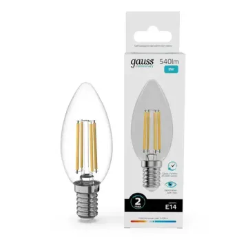 Лампа Свеча 8W 540lm 4100К Е14 LED 32128 Filament Elementary Gauss