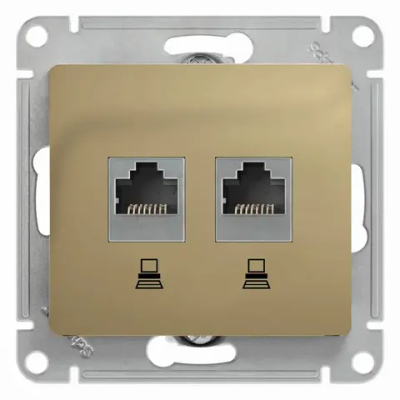 GLOSSA РОЗЕТКА двойная компьютерная RJ45+RJ45 кат. 5e, механизм, ТИТАН