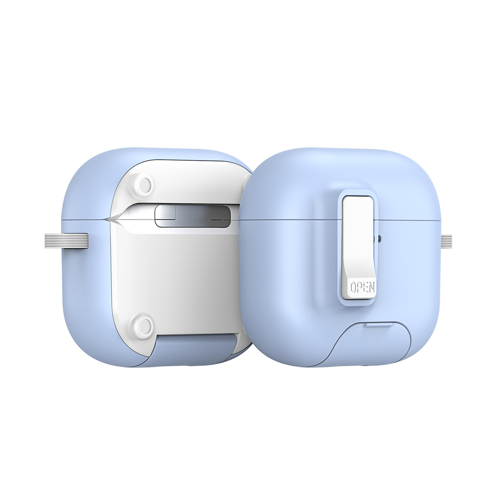 Чехол синего цвета с замком и подставкой для наушников AirPods 4, серия PECQ Series от Dux Ducis