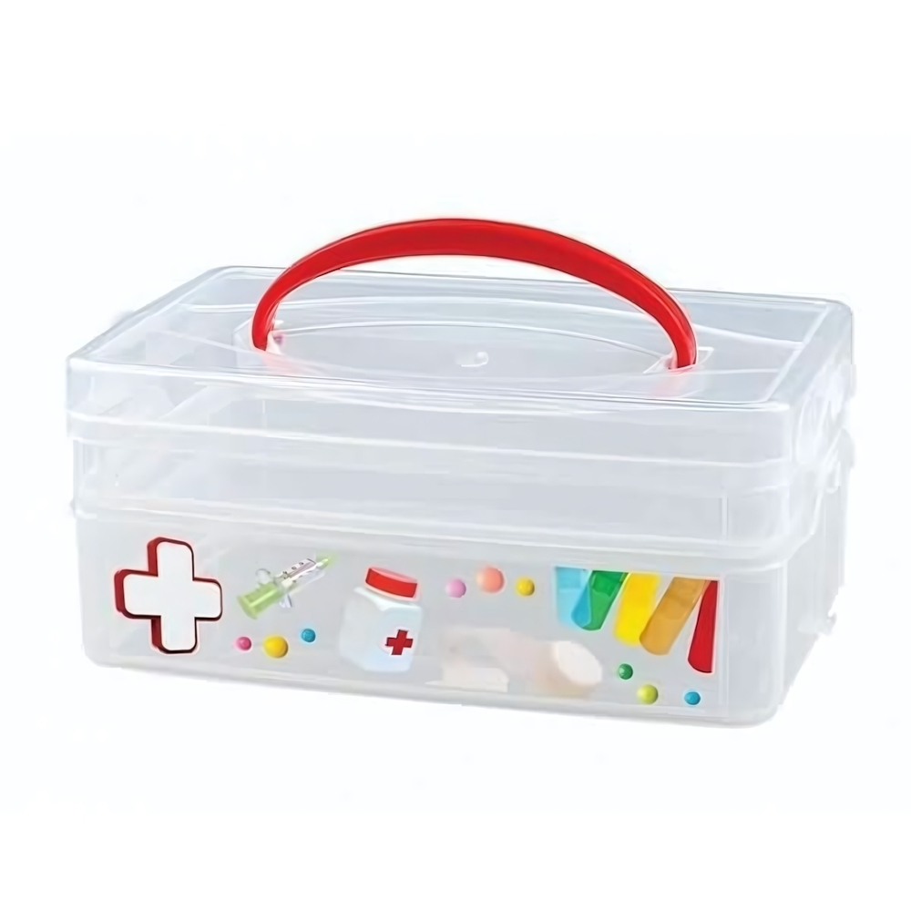 Коробка универсальная с ручкой и декором "мульти бокс" 2 секции, 245х160х105мм, (1л+2л) (бесцветный)