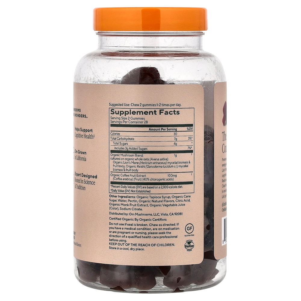 Om Mushrooms, Brain Fuel+, жевательные грибы, со вкусом малины, 56 веганских жевательных таблеток
