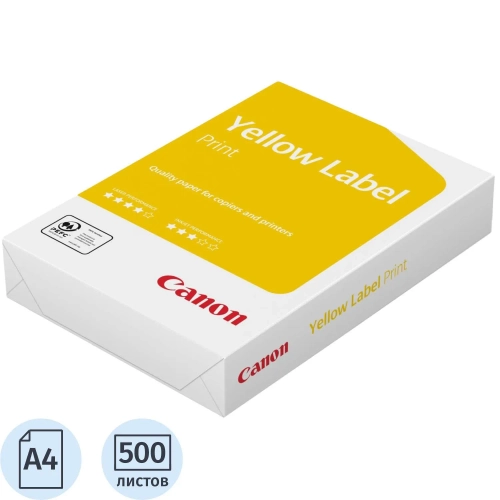 Бумага офисная Canon Yellow Label Print А4 72-80 г/кв.м марка С 140-150 CIE (500 листов)