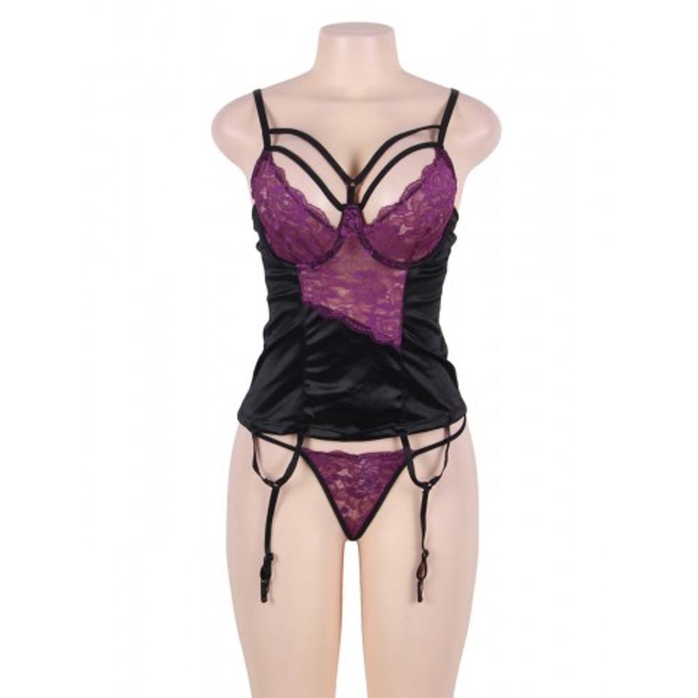 Сексуальное кружевное белье + маска на глаза Purple Lace (XL-2XL)
