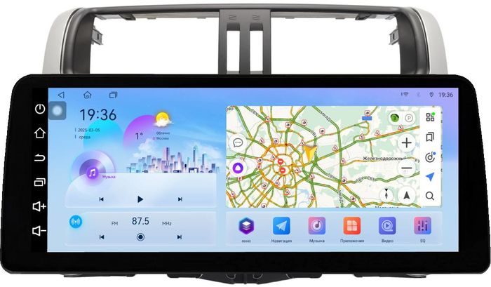 Магнитола для Toyota Land Cruiser Prado 150 2009-2013 (правый руль) - FarCar монитор 12.3" 2K QLED на Android 14, Быстрая, CarPlay, 4G SIM-слот