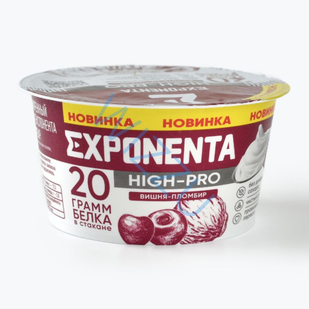 Продукт к.м. обезж  с в.с.белка EXPONENTA HIGH-PRO со вкусом ВИШНЯ-ПЛОМБИР стакан 160гр