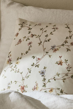 ZARA HOME ХЛОПКОВЫЙ ЧЕХОЛ ДЛЯ ДЕКОРАТИВНОЙ ПОДУШКИ С ПРИНТОМ, ЭКРЮ