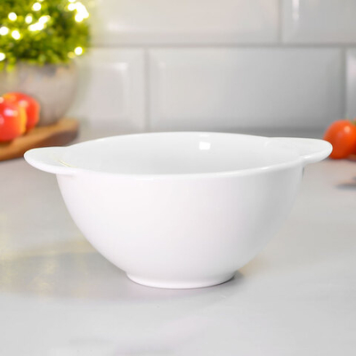Бульонница 500мл с ручками Без деколи, стеклокерамика, FA-XTW55 (WHITE)
