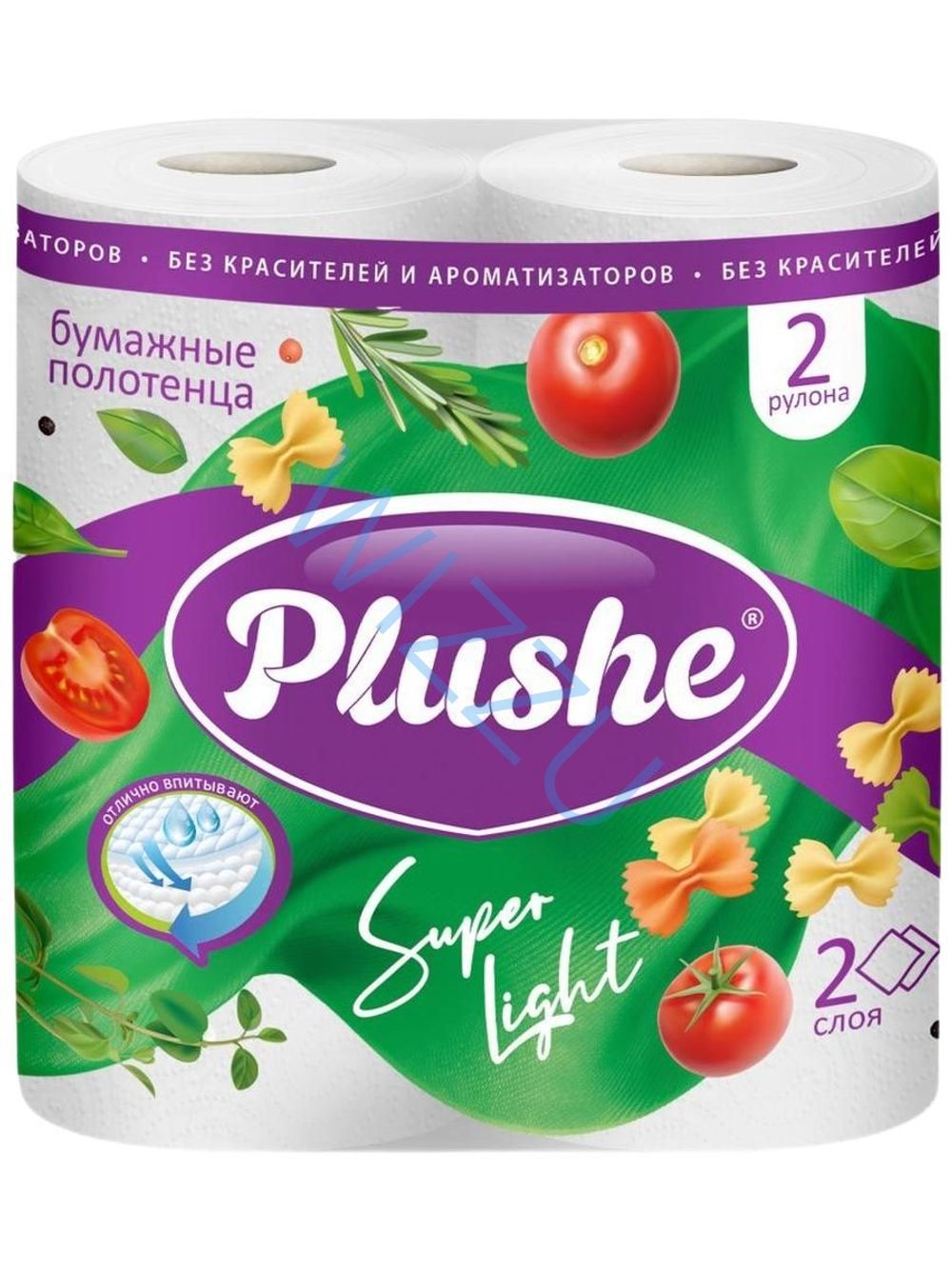 16732 Полотенца Бумажное Plushe Super Light 2 рулона 10 метров 2 слоя белый 12в упак