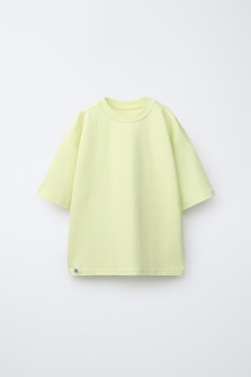 ZARA ОДНОТОННАЯ ФУТБОЛКА ИЗ ИНТЕРЛОКА, ЖЕЛТЫЙ