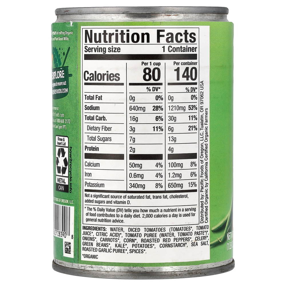 Pacific Foods, органический сытный овощной суп, 463 г (16,3 унции)