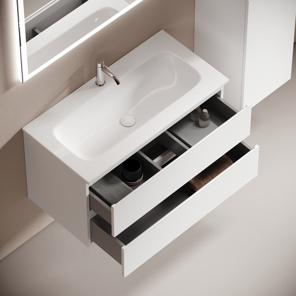 Тумба подвесная Sancos Folk с двумя ящиками 890х445х500, Bianco, FL90W, арт. FL90W