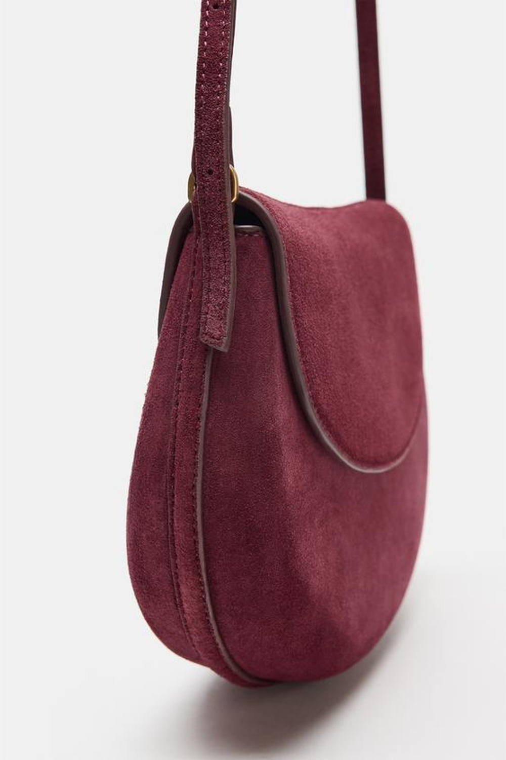 ZARA КОЖАНАЯ СУМКА ЧЕРЕЗ ПЛЕЧО, БОРДОВО-КРАСНЫЙ