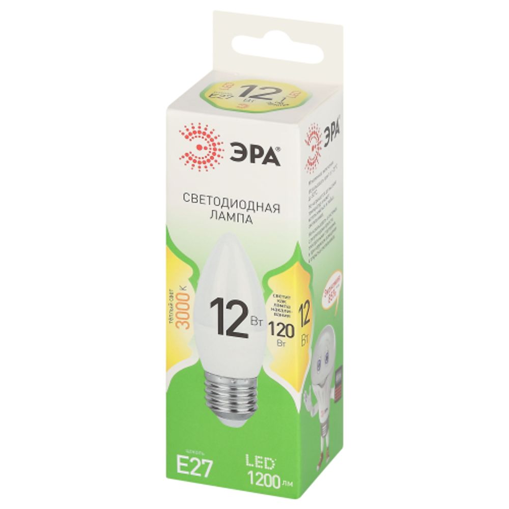 Лампа светодиодная ЭРА GREEN LINE LED B35-12W-830-E27 GL 12Вт свеча теплый свет E27 | Лампы cветодиодные Свеча (B/C)