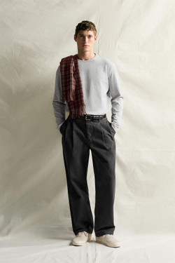 ZARA ФУТБОЛКА С ДЛИННЫМИ РУКАВАМИ SUPIMA®, СЕРЫЙ МЕЛАНЖ