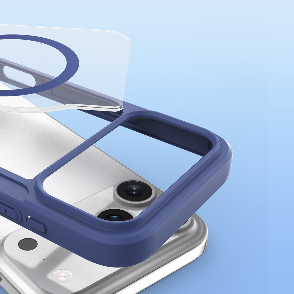 Чехол книжка синего цвета с поддержкой MagSafe от Dux Ducis для iPhone 17 Pro, серия Skin X Pro Series Case
