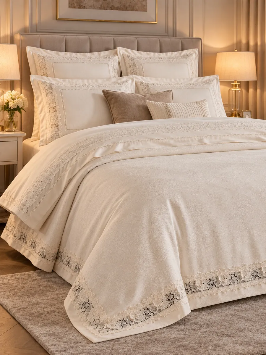 Gelin Home КПБ 6 пр. PRENSES кремовый цвет пододеяльник 200*220, простынь 240*260, наволочки 50*70 2шт, декоративные наволочки 50*70 2шт GLNN574 — фото 4