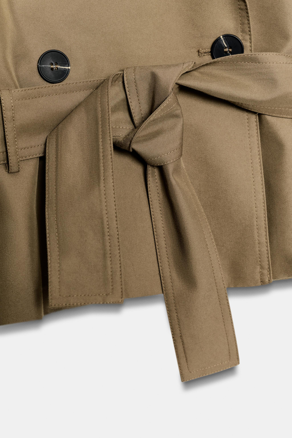 ZARA ДВУБОРТНЫЙ ЖИЛЕТ С ПОЯСОМ, ХАКИ