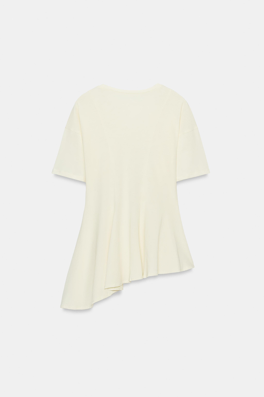 ZARA ФУТБОЛКА С КОМБИНИРОВАННЫМ КРУЖЕВОМ, КРЕМОВЫЙ