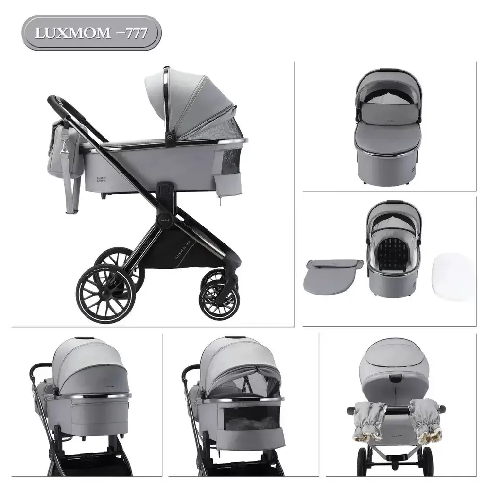 Детская коляска Luxmom 777 2в1 серая