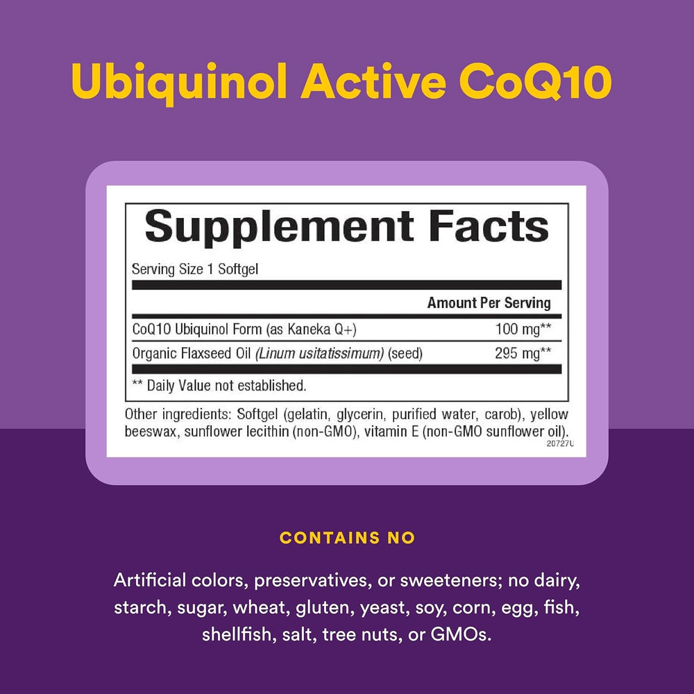 Natural Factors, Убихинол, QH-активный коэнзим Q10, 100 мг, 120 желатиновых капсул
