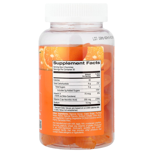 California Gold Nutrition, жевательный витамин C с витамином A из 100% бета-каротина, 90 вегетарианских жевательных таблеток