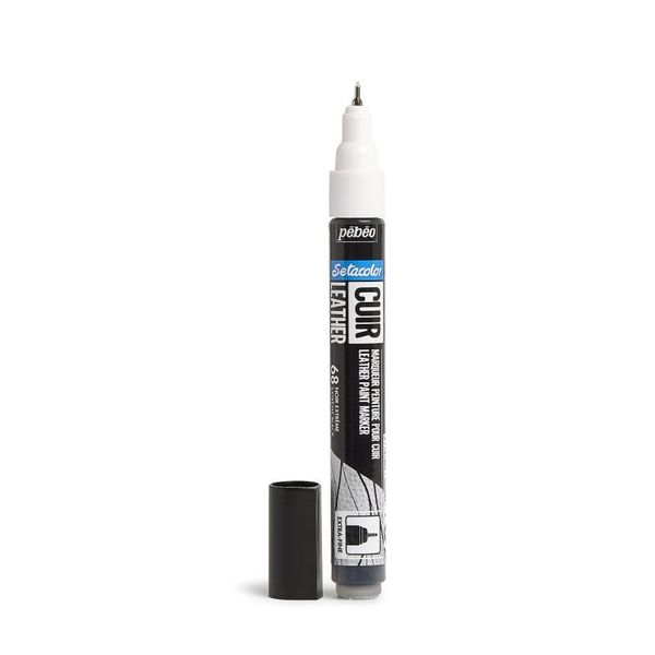 Маркер по коже Setacolor 0.7 перо круглое, 6 шт, 295668 черный, Pebeo, 295668
