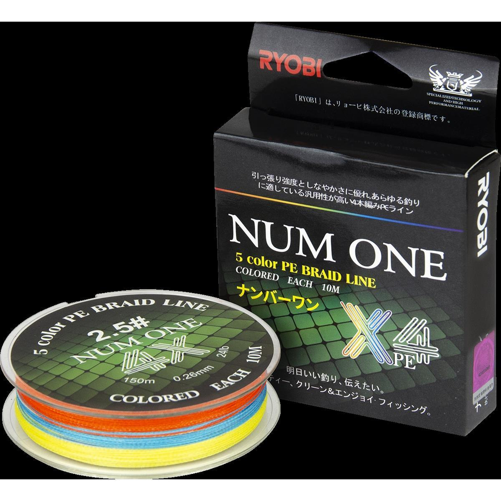 Шнур NUM ONE PE4X-100M 1.0#/0,165 mm Multi Colour Ryobi
