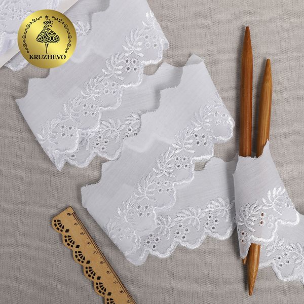 Кружево шитьё п/э 70 мм / 2.7 метра, ТСВ-20S16, цв.001 белый, Kruzhevo