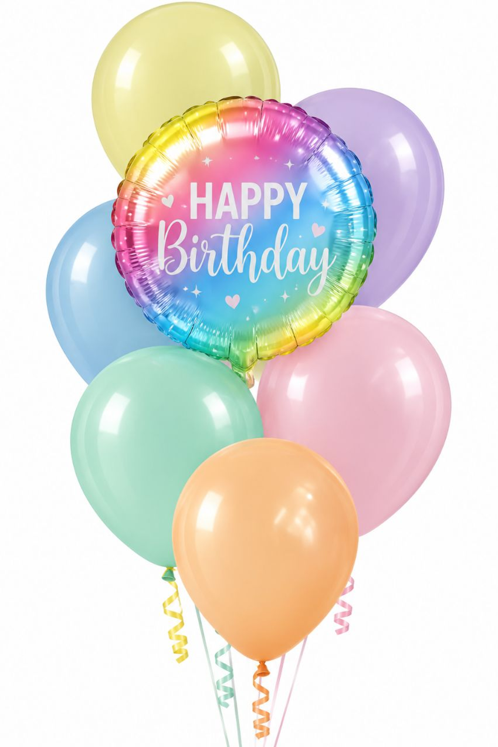 Фонтан шаров "Нежный градиент Happy Birthday"