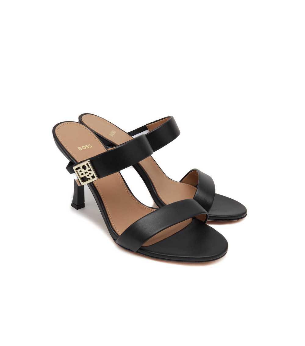 Шлепанцы кожаные mandy sandal 90-n BOSS BLACK - черный(50493062)
