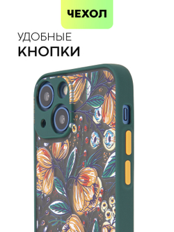 Чехол BROSCORP для Apple iPhone 13 mini оптом (арт. IP13MINI-ST-TPU-DARKGREEN-PRINT)
