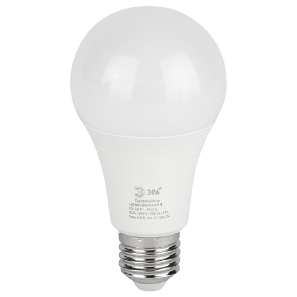 Лампа светодиодная ЭРА RED LINE LED A65-25W-840-E27 R 25Вт груша нейтральный белый свет Е27 | Лампы cветодиодные Груша (A)