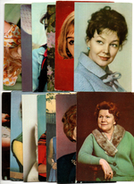 №130 Открытки Артисты и актёры СССР 1970–1980-е г. 25 штук. Цветные, чистые, без повторов