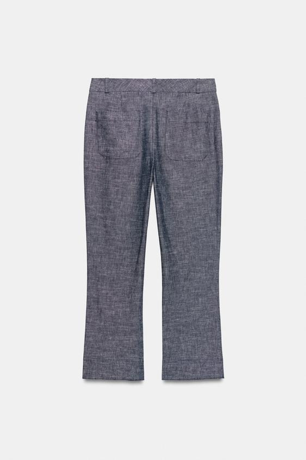 ZARA УКОРОЧЕННЫЕ БРЮКИ MINI FLARE ИЗ СМЕСОВОГО ЛЬНА, СЕРЫЙ