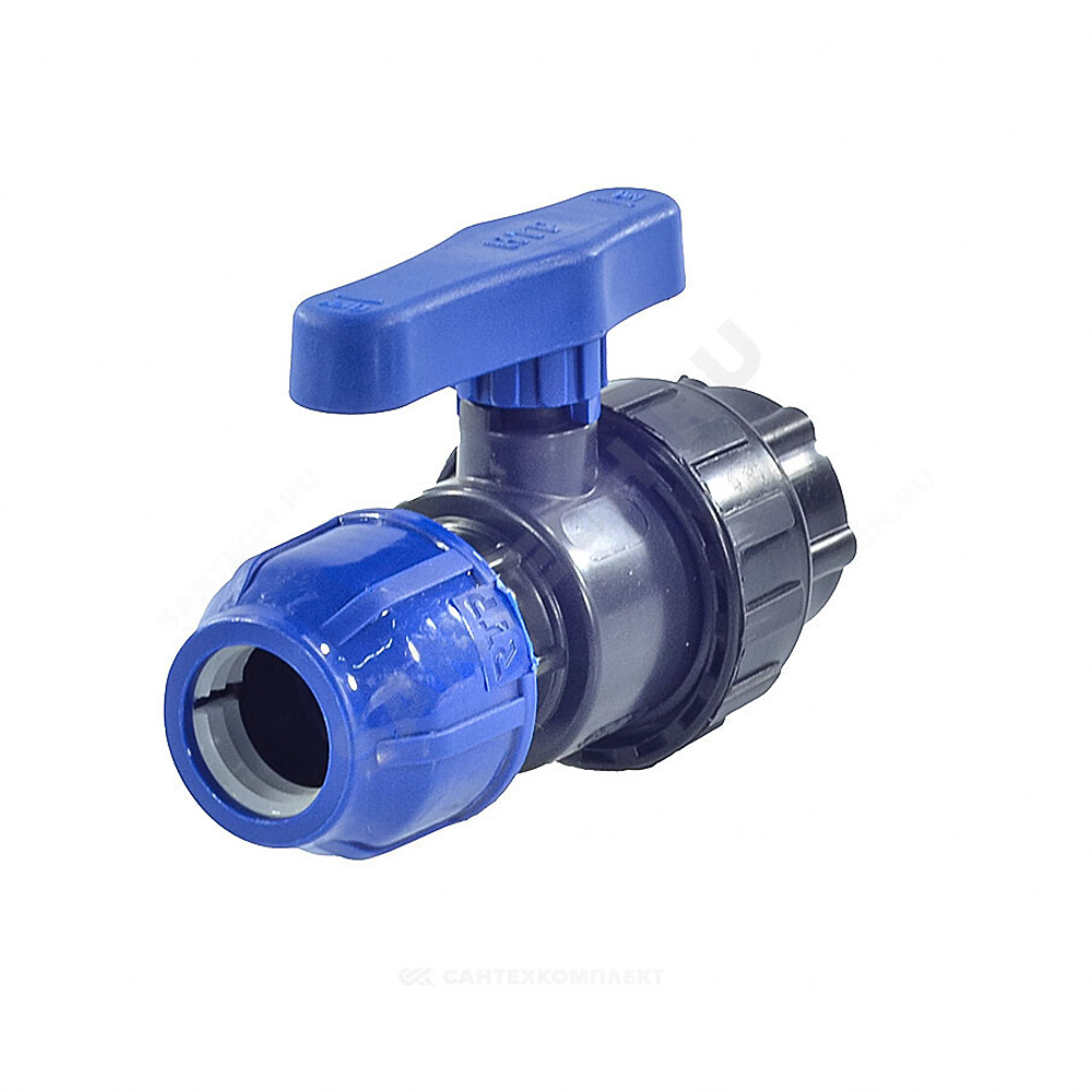 Кран шаровой компрессионный ПЭ Дн 25х3/4" ВР Ру10 RTP (РосТурПласт) 14395