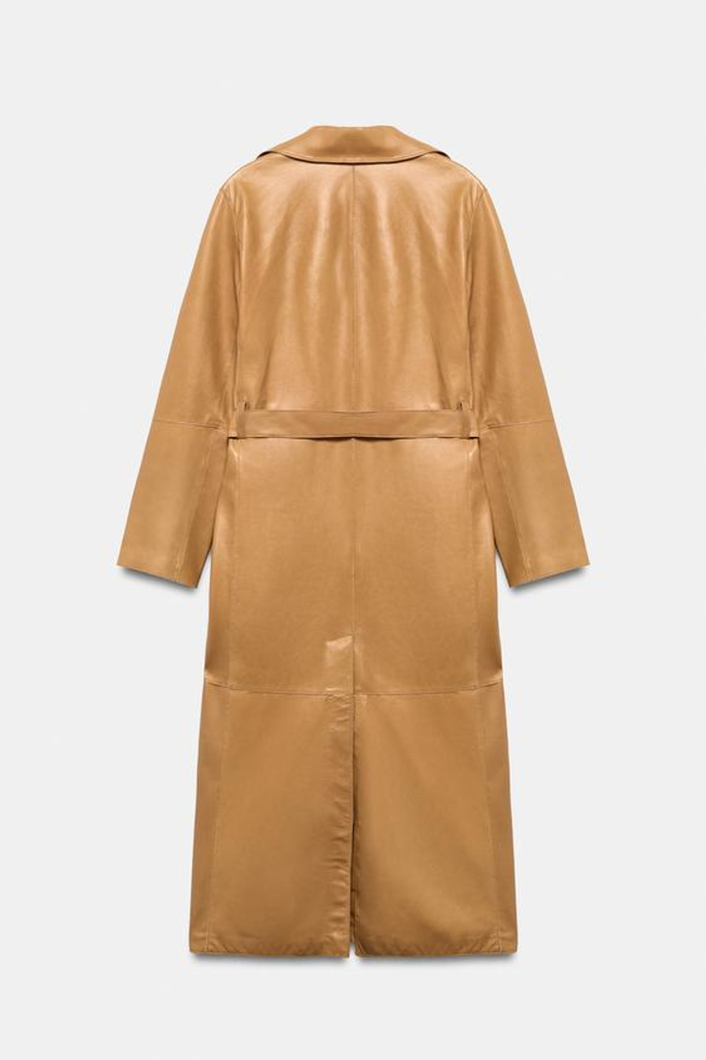 ZARA ДЛИННЫЙ ТРЕНЧ ИЗ НАТУРАЛЬНОЙ КОЖИ, ЦВЕТ ВЕРБЛЮЖЬЕЙ ШЕРСТИ