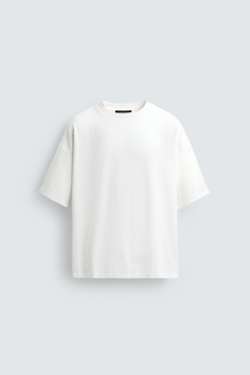 ZARA БАЗОВАЯ ФУТБОЛКА RELAXED FIT С ЭФФЕКТОМ ПОТЕРТОСТИ, БЕЛЫЙ