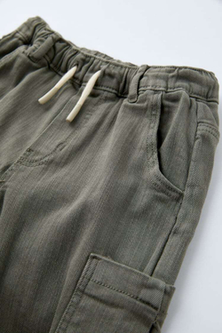ZARA БРЮКИ ИЗ ЭЛАСТИЧНОЙ ДЖИНСОВОЙ ТКАНИ, ТЕМНО-ЗЕЛЕНЫЙ