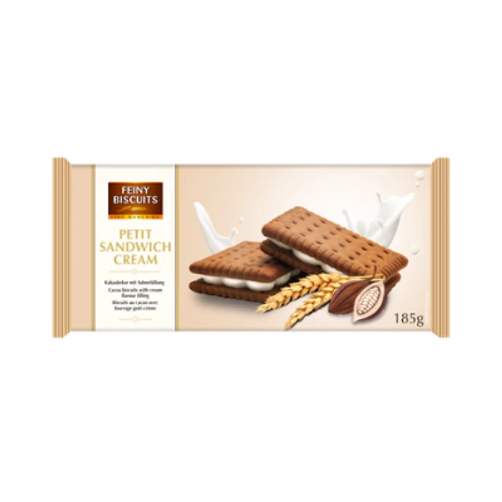 Печенье сэндвич с какао и кремовой начинкой ТМ Feiny Biscuits, 185 г