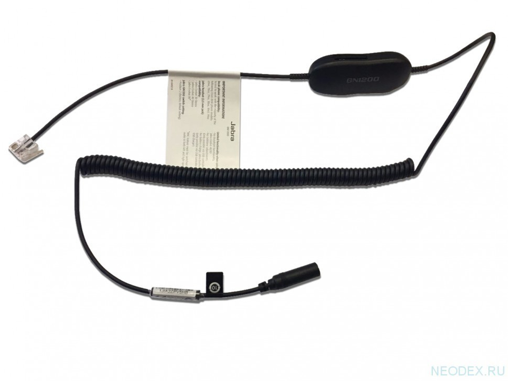 Jabra шнур-переходник с RJ9 на 3,5мм jack для подключения гарнитуры серии Evolve (30 II, 40, 80) к стационарному телефону