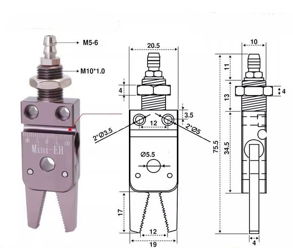 Mini-eh external teeth (clamping range: 0-11mm) comes with detection sensor line