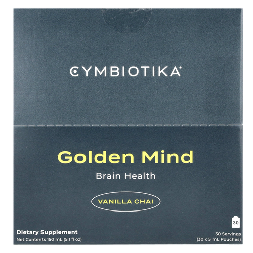 Cymbiotika, Golden Mind, здоровье мозга, ванильный чай, 30 пакетиков (5 мл)