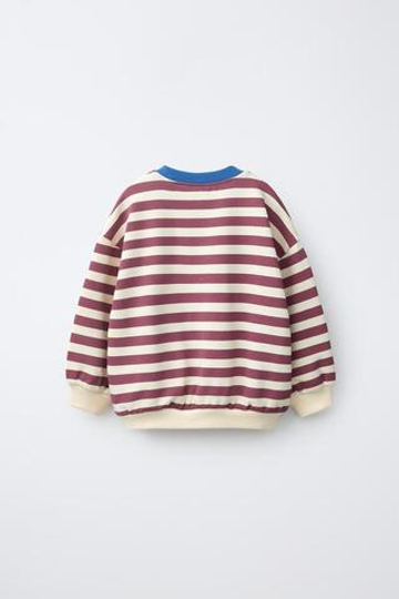 ZARA ТОЛСТОВКА В ПОЛОСКУ, ЭКРЮ/ГРАНАТОВЫЙ