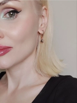Серьги-подвески Миражи с фиолетовыми кубиками Swarovski