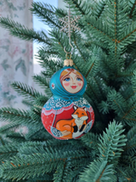 Стеклянная матрешка Танечка с лисичкой
