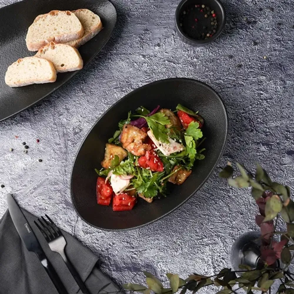 Салатник 700 мл 25*16 см h6,4 см Wave Up Smooth Black Raw Stellar P.L. Proff Cuisine [1]