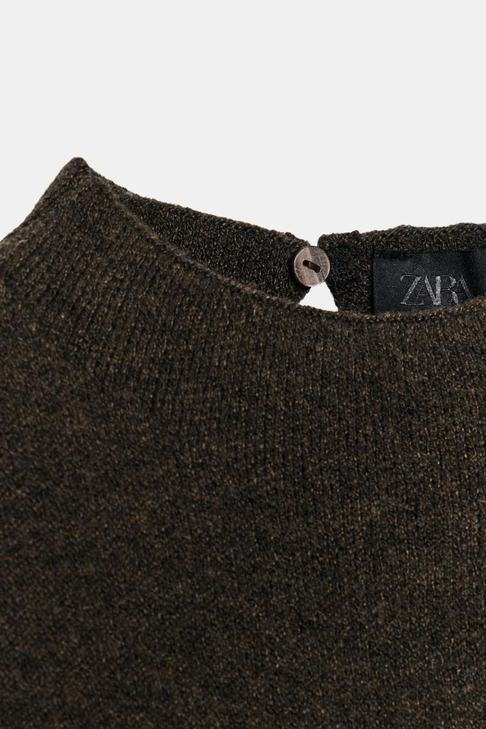 ZARA ДЛИННОЕ ТРИКОТАЖНОЕ ПЛАТЬЕ, КОРИЧЕВЫЙ МЕЛАНЖ